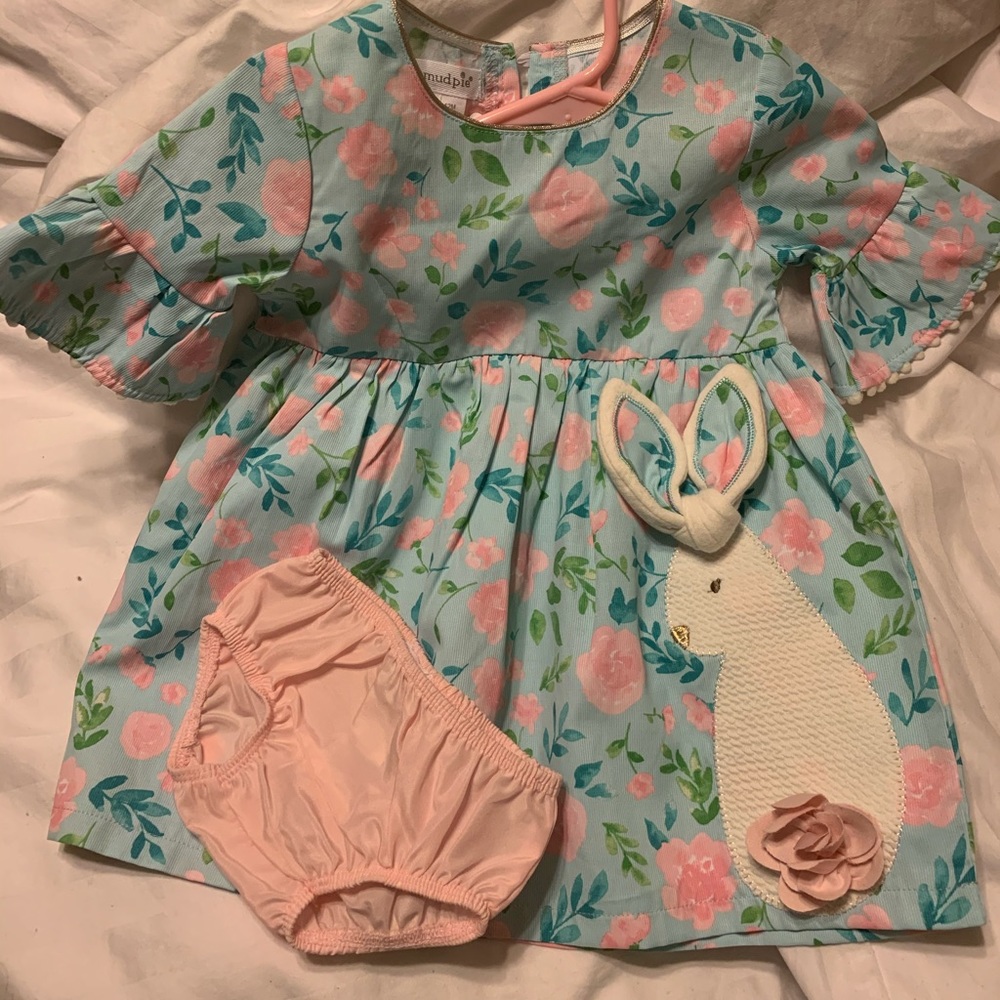 Mudpie Easter dress with bloomers 9-12 months